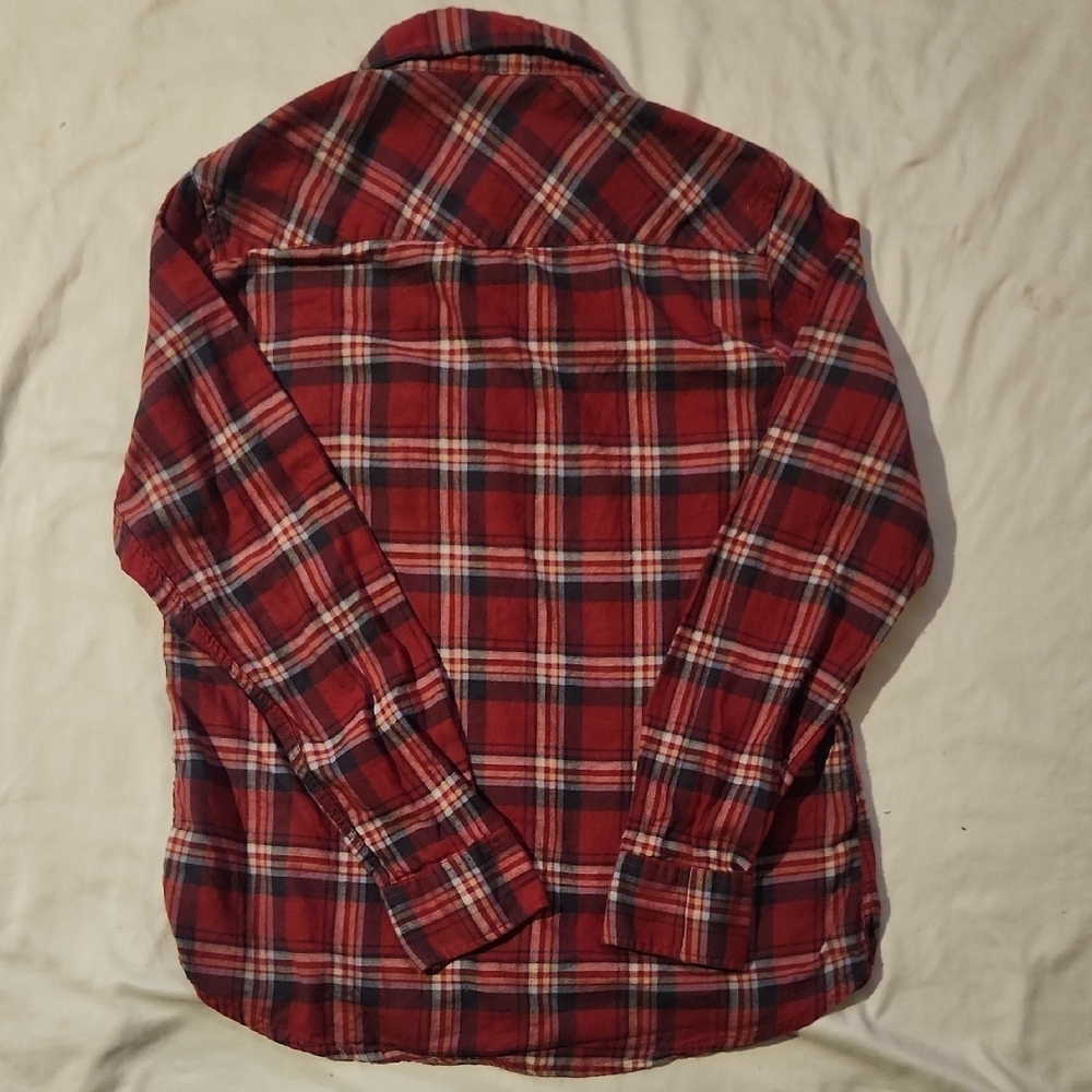 3/$20 Women's Jacks Girlfriend Red Plaid Button Down Shirt - Picture 7 of 7